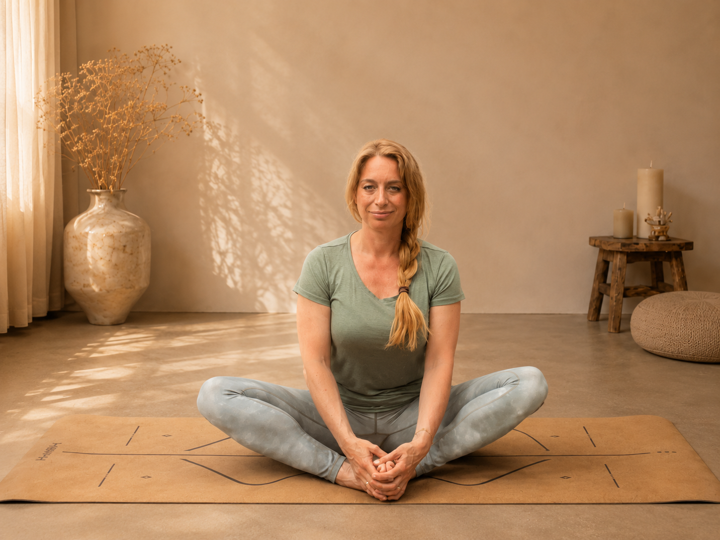 Yin Yoga vlinderhouding zittend, met hulpmiddelen zoals kussens en blokken