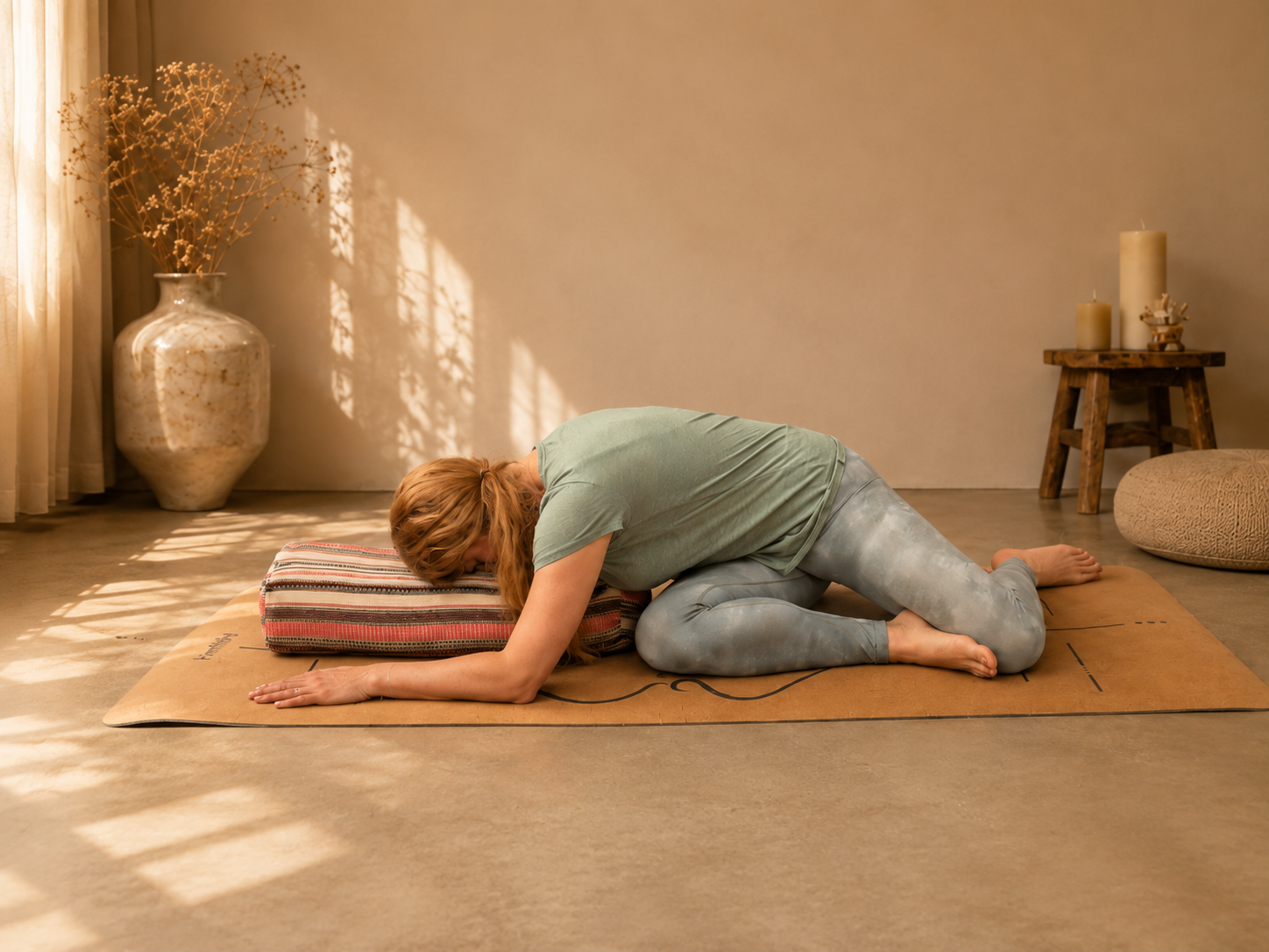 Ontspannen Yin Yoga deer-houding, rust en overgave tijdens de practice